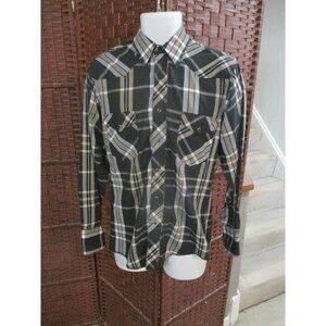 Vintage Rustler Western Shirt Plaid X-Long Tails Size 15 32/33 Snap Buttons